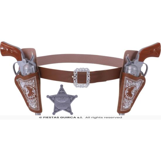 Dos cartucheras con pistola cowboy 20 cms