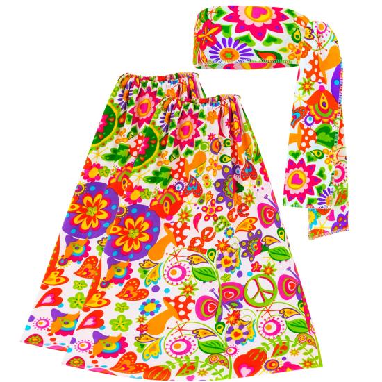 Hippie Set 60s / 70s, diadema y guanteletes, hippie, reggae, flower power