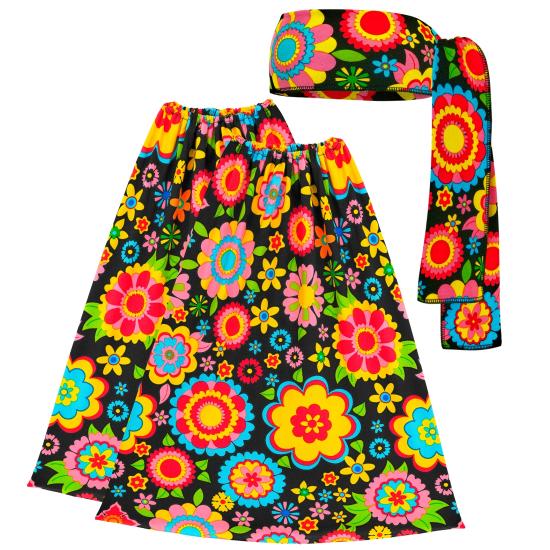 Hippie Set 60s / 70s, Flower diadema y guanteletes, hippie, reggae, flower power