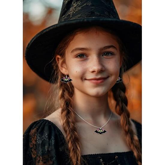 Kit de Pendientes y Collar de Murciélagos para Halloween