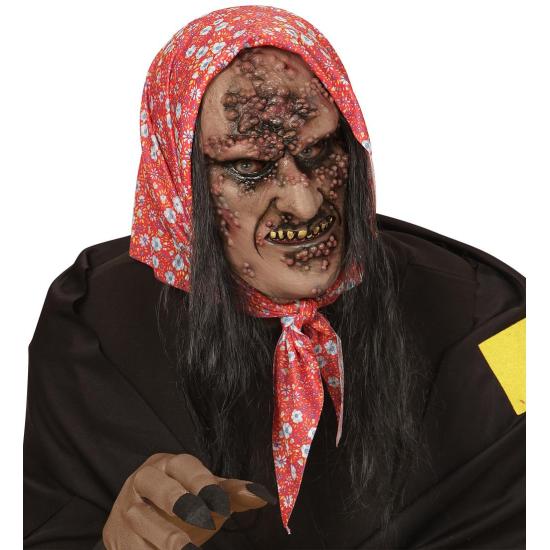 Media Máscara con Cabello Zombie  Bruja