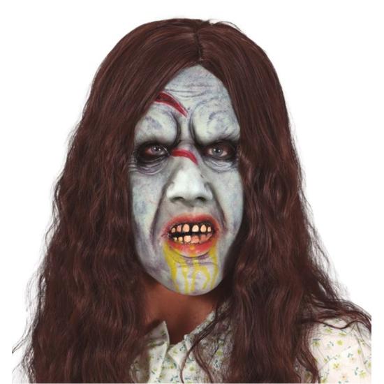 Máscara con Pelo Niña Poseída de Látex Máscara con Pelo Niña Poseída de Látex