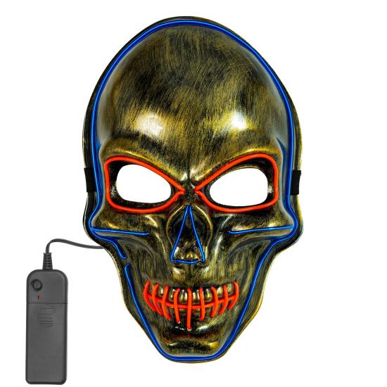 Máscara LED calavera, cara brillante, calavera, esqueleto, demonio, Halloween
