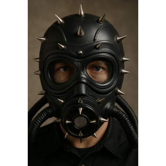 Máscara Steampunk Negra con Pinchos – Disfraz Gótico, Fetish o Postapocalíptico