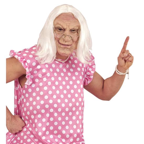 Máscara disfraz Vieja con Peluca.