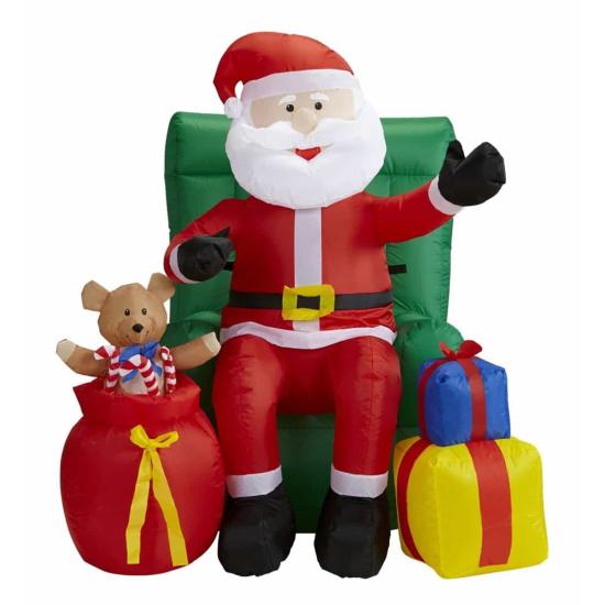 Papá Noel Sentado Hinchable Luz y Movimiento 122 cms