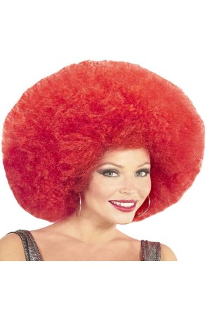 Peluca Afro Sobredimensionada color Roja .