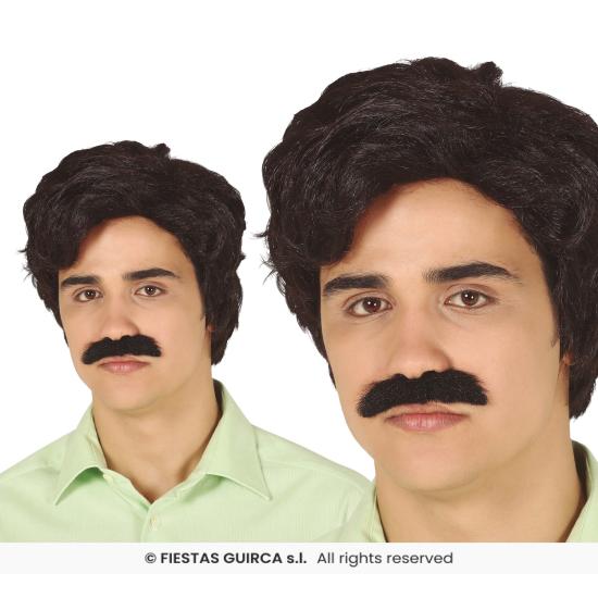 Peluca con Bigote Estilo “Narcotraficante” – Inspiración Años 80