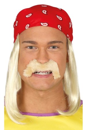 Peluca con pañuelo y bigote Hulk Hogan Luchador