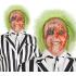 Peluca de Beetlejuice, con cabeza calva de látex