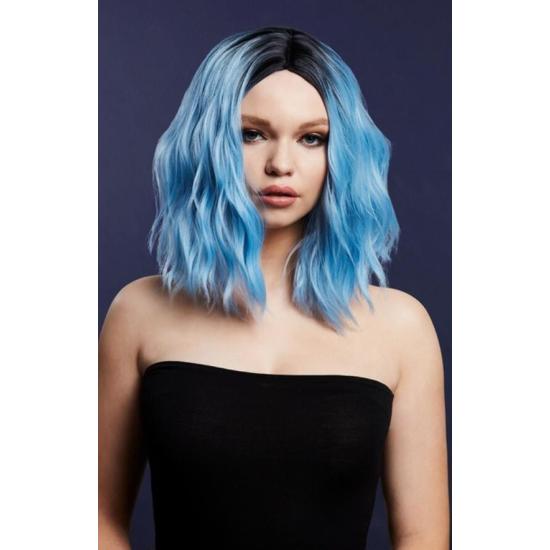 Peluca Fever Cara, mezcla de dos tonos, Azul claro
