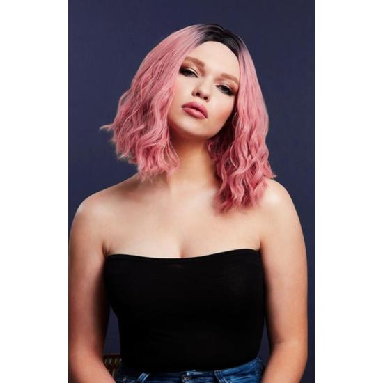 Peluca Fever Cara, mezcla de dos tonos, Rosa ceniza
