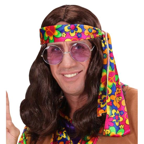 Peluca Hippie Flower Power para disfraces