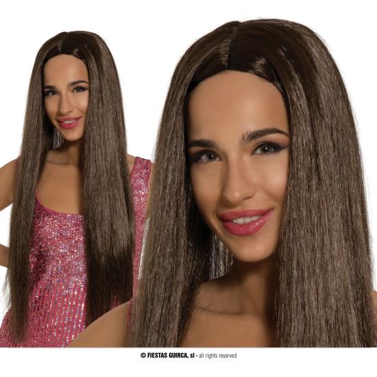 Peluca melena castaña larga