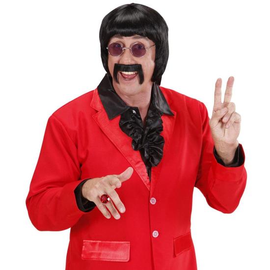 Peluca y Bigote Músico años 70 Negra
