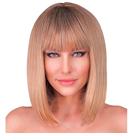 Peluca sintética estilo bob con flequillo