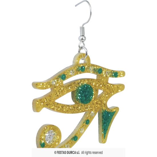 Pendientes Ojo de Horus Dorados – Accesorio Egipcio para Disfraces de Cleopatra y Faraona