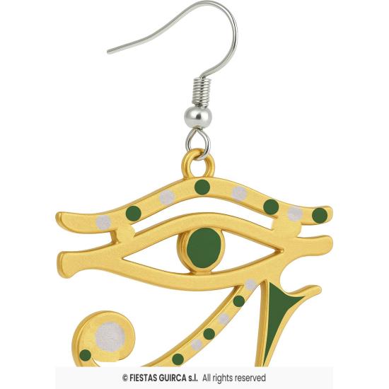 Pendientes Ojo de Horus Dorados – Accesorio Egipcio para Disfraces de Cleopatra y Faraona