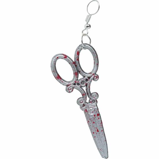 Pendientes Tijeras Plata - Accesorio de Joyería para Disfraz de Halloween y Fiestas de Terror - Ideal para Mujer Adulta - Plata
