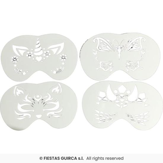 Plantillas de Maquillaje (5x13.5cm) – Set de Stencils para Pintura Facial y Corporal