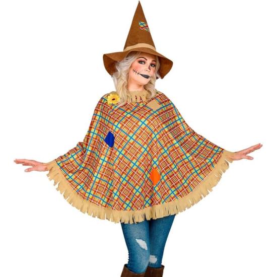Poncho Espantapájaros con Sombrero – Disfraz de Halloween y Carnaval