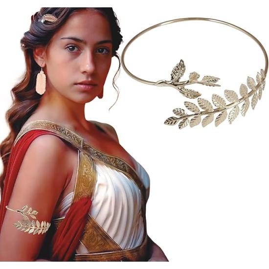 Pulsera Metálica de Laureles - Accesorio de Diosa Griega o Romana
