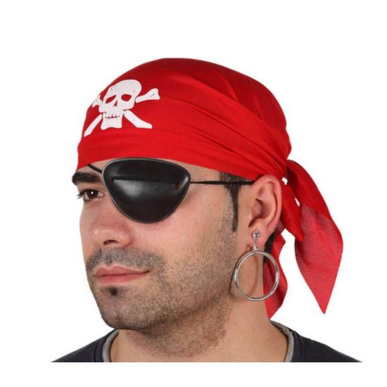 Set de Accesorios de Pirata para Adultos - Bandana, Parche y Pendiente