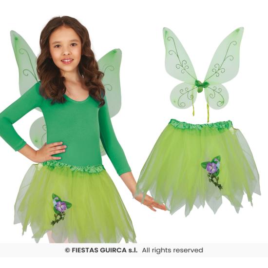 Set Infantil de Alas y Tutu Verde – Accesorio de Disfraz para Niñas