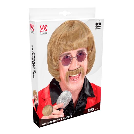 Set Peluca Años 60 “Music Man” – Rubia con Bigote y Gafas