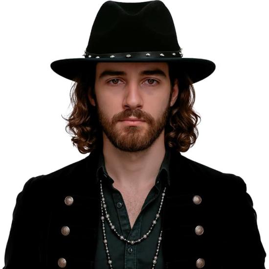Sombrero de Fieltro Negro con Remaches