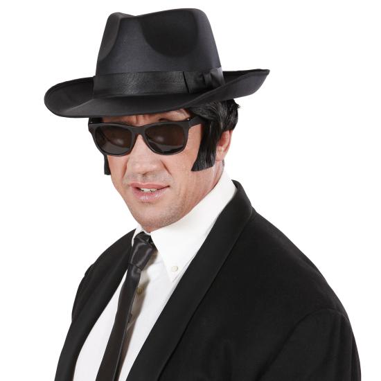 Sombrero de Gánster de Raso de color Negro para Adulto