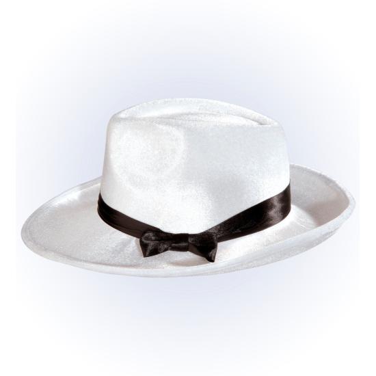 Sombrero Ganster Blanco Cinta Negra  alta Calidad